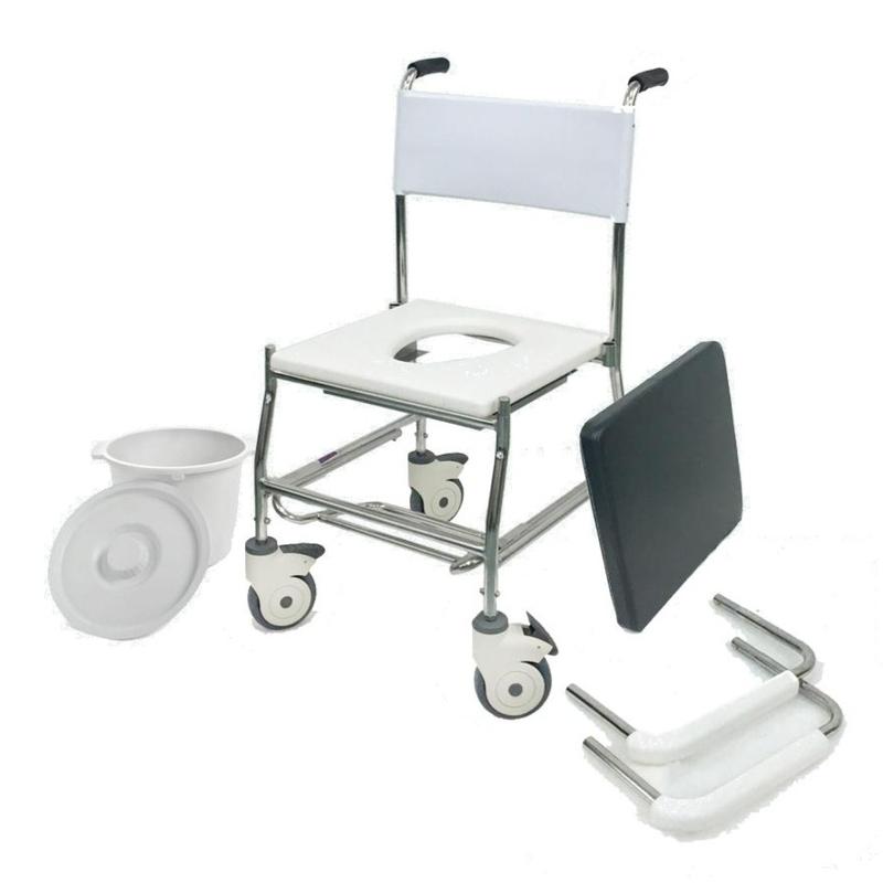 Stainless Steel Deluxe Commode with Retractable Footrest