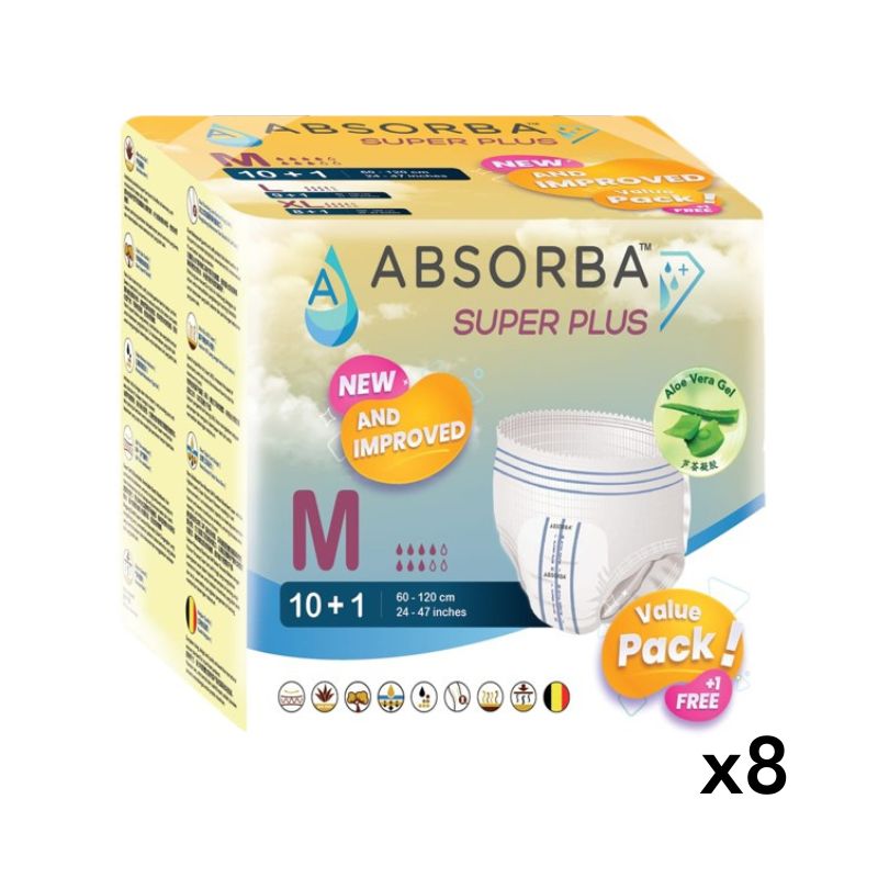 ABSORBA Nateen Super Pull-up Pants Medium - Carton (80+8 pieces)