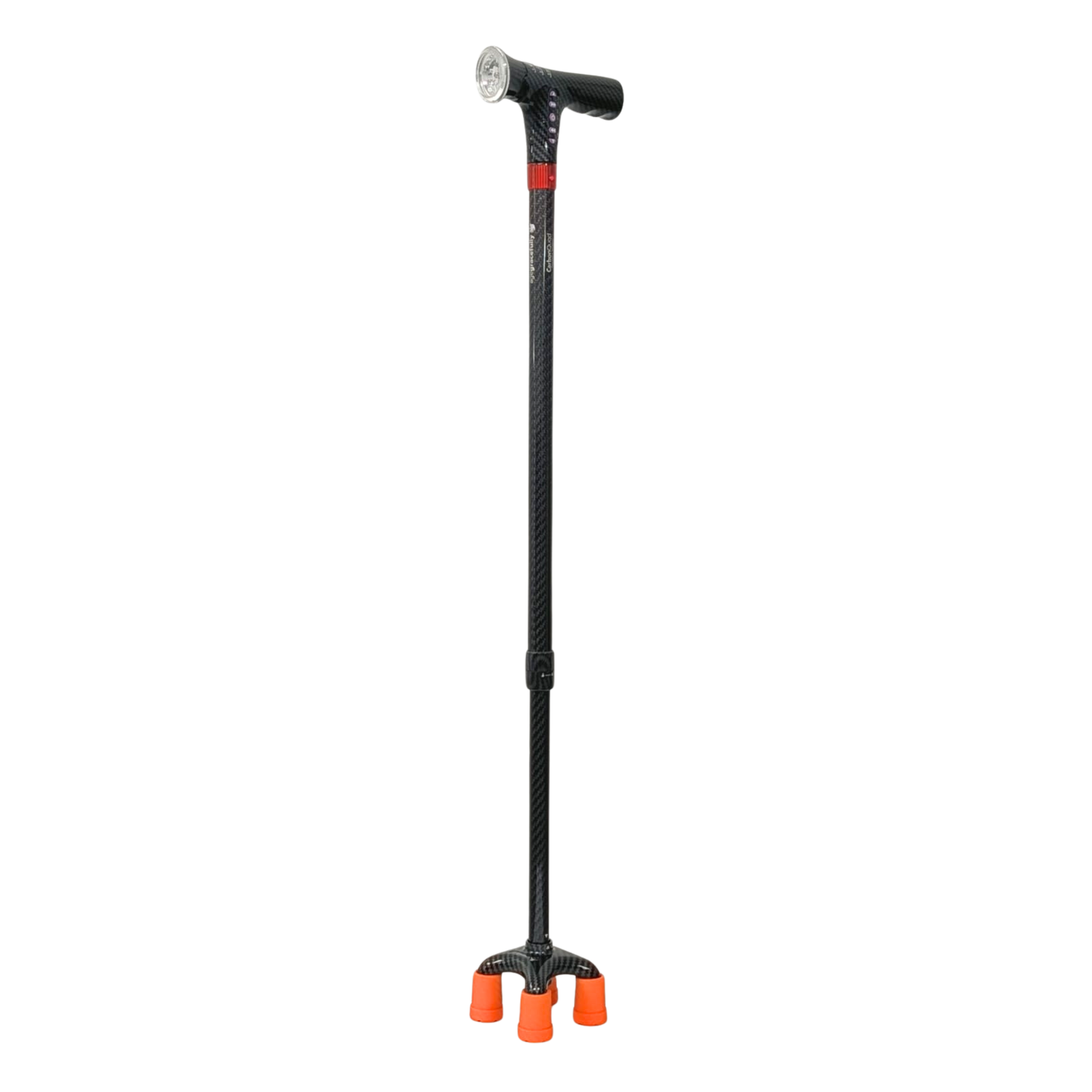 AgeGracefully Carbon Fiber Quad Cane MP3 Auto Alarm Handle / Mini Quad