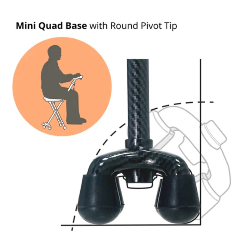 AgeGracefully Carbon Fiber Seat Cane with Quad Base