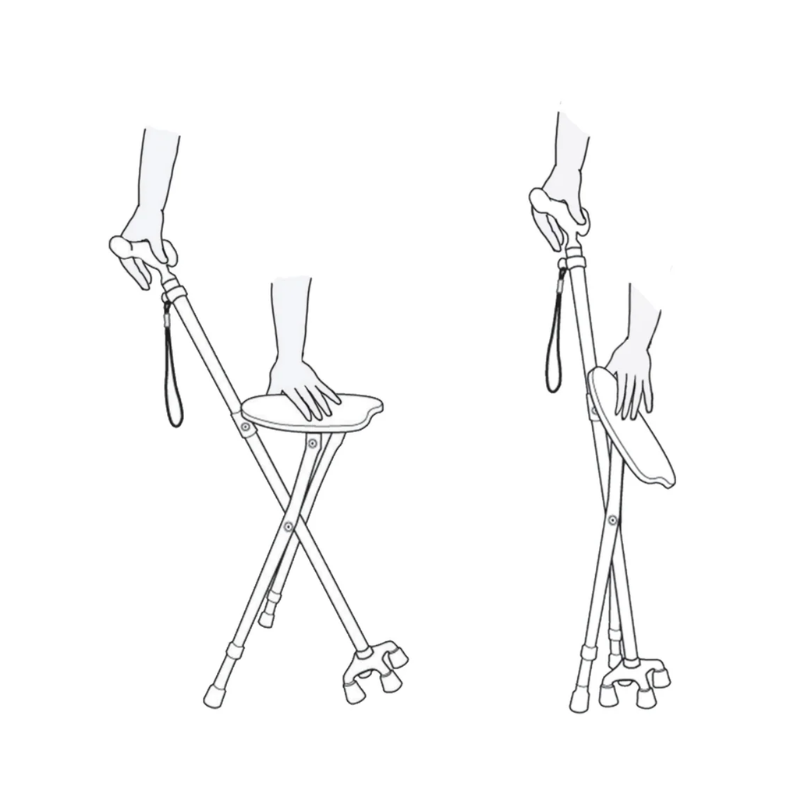 AgeGracefully Carbon Fiber Seat Cane with Quad Base