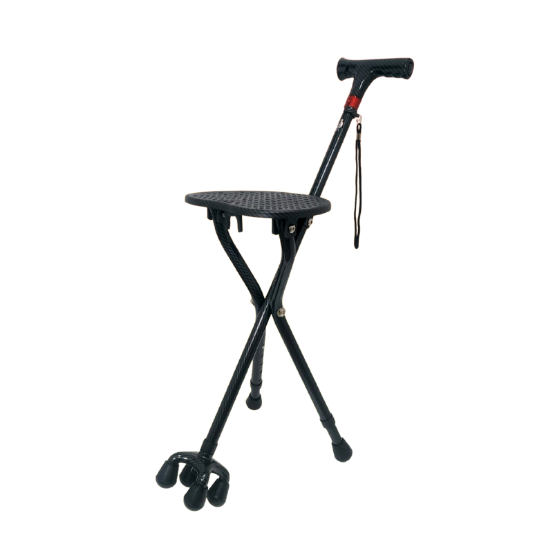 AgeGracefully Carbon Fiber Seat Cane with Quad Base