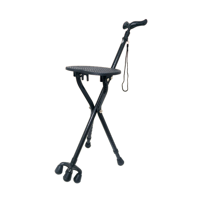 AgeGracefully Carbon Fiber Seat Cane with Quad Base