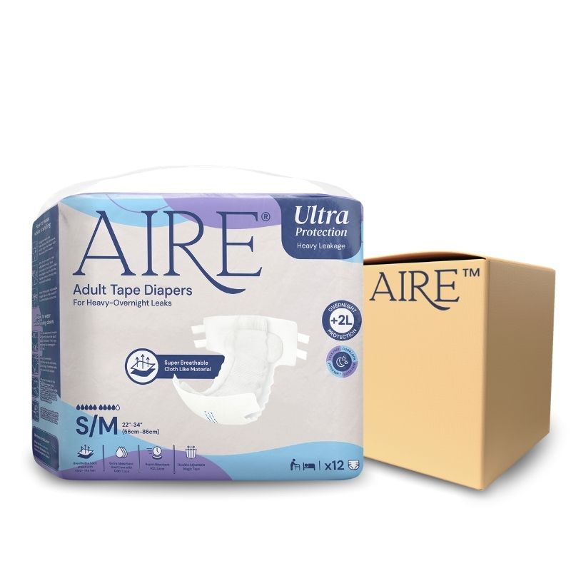 Aire Ultra Tape Diapers S/M - Carton (12 packs)