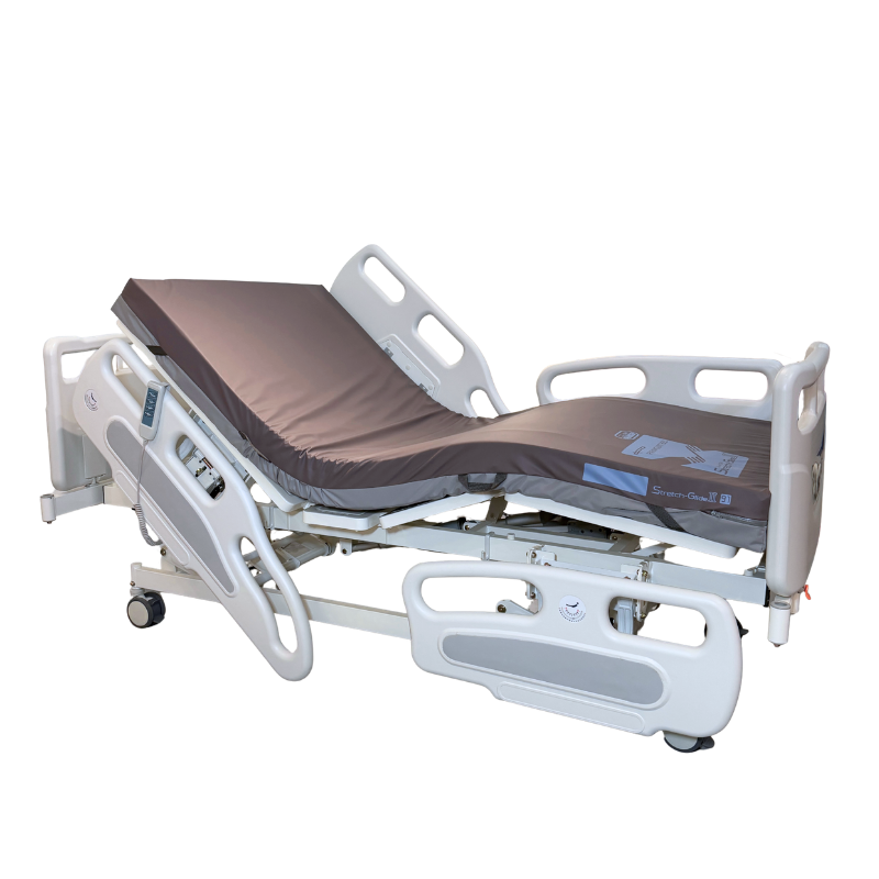 CarePlus Comfort Electric Hospital Bed with Quad Rails Stretch Glide II Premium Mattress by Paramount Bed (+$850) / No