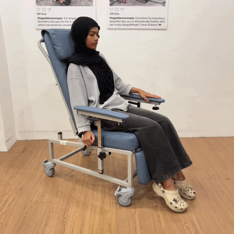 CarePlus Mobile Recliner Geriatric Chair with Tray