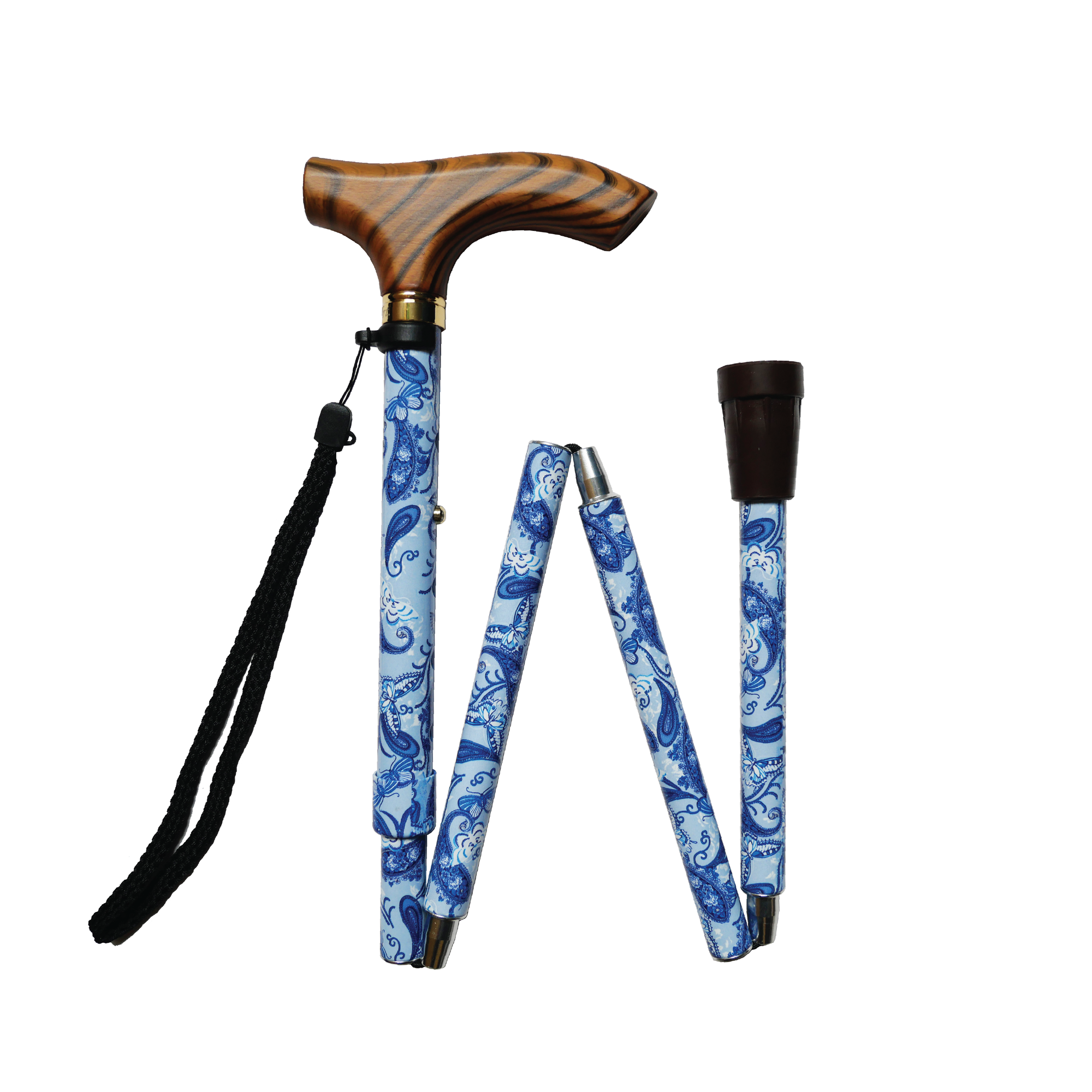China Blue Adjustable & Foldable Luxe Walking Stick