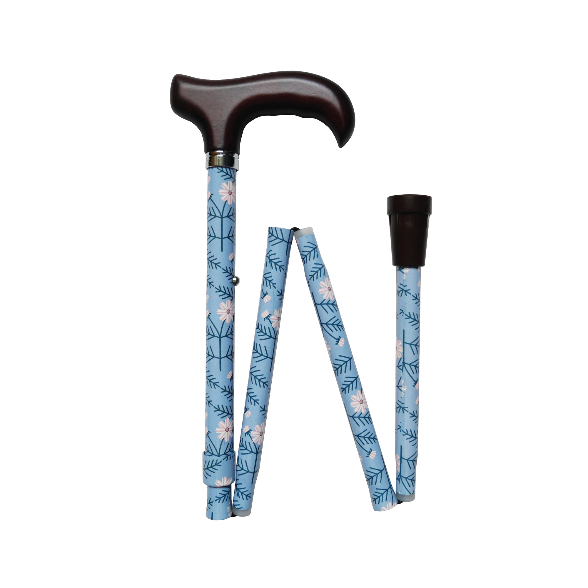 Cotton Blue Adjustable & Foldable Walking Stick