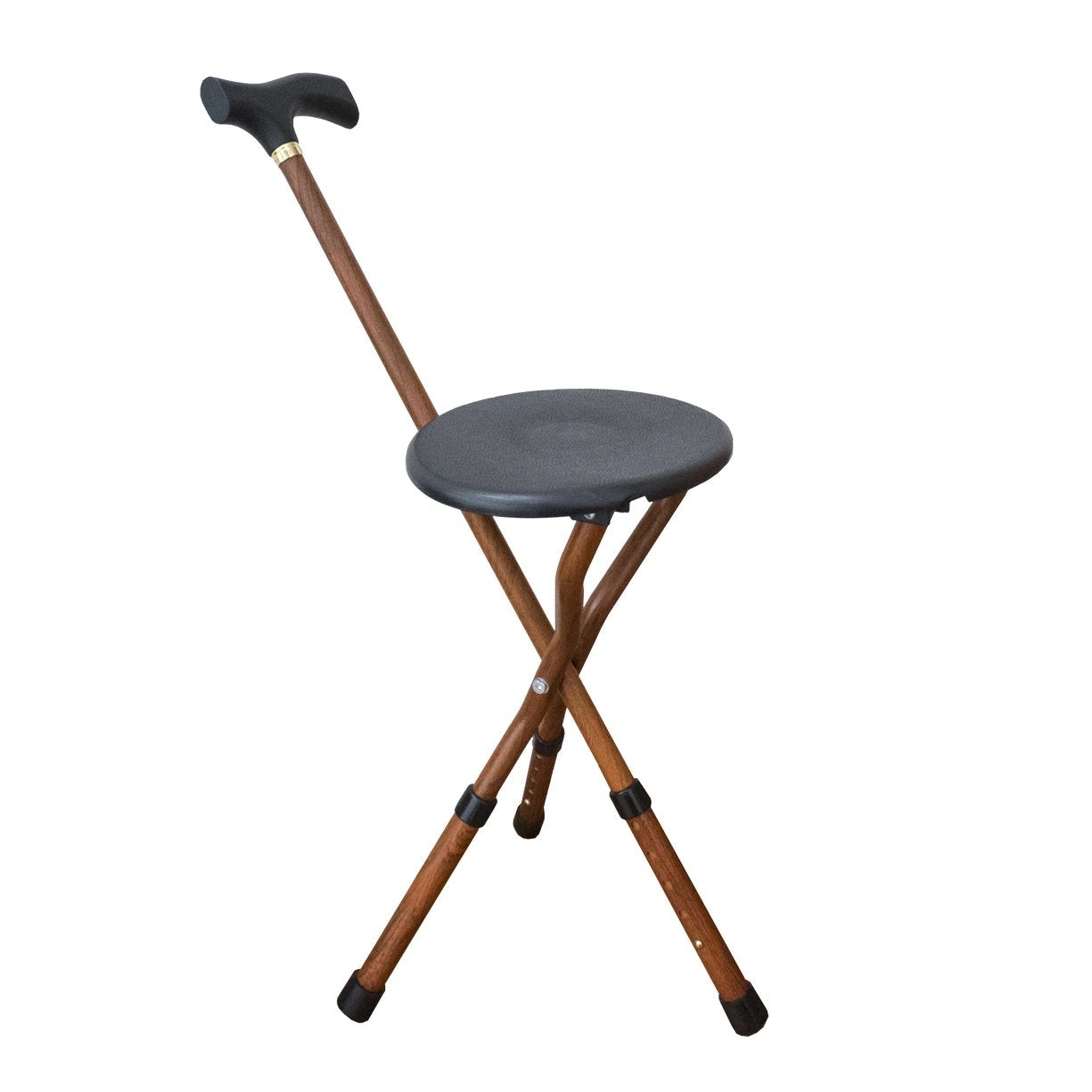 Deep Wood Seat Walking Cane with adjustable height