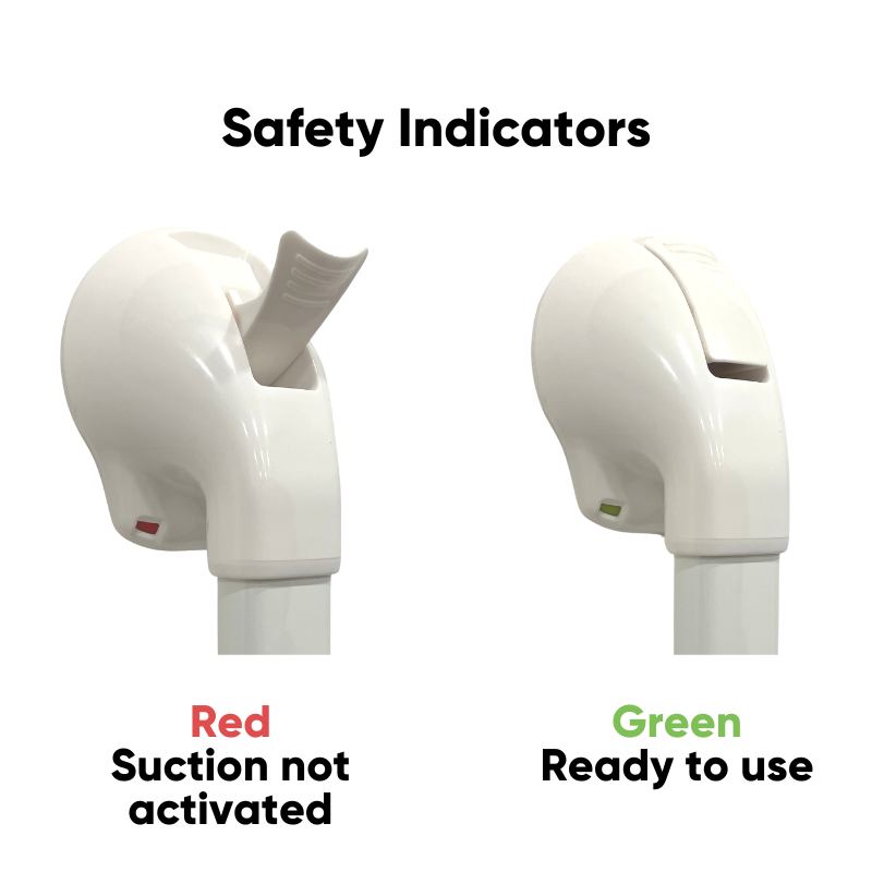 Hertzborn Safety Suction Shower Grab Bar - Glow In Dark, 418 Lb Capacity, No Drill, Gray (2 Pack)