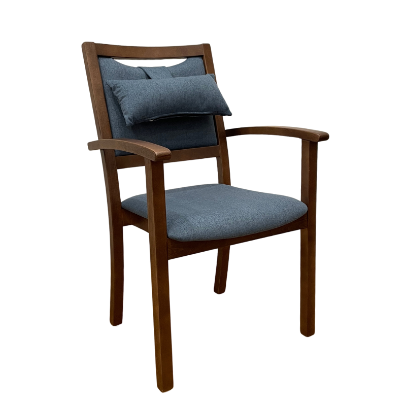 HappyHome Classic Geriatric Chair Blue (Fabric) / Back Cushion (+$65) / None