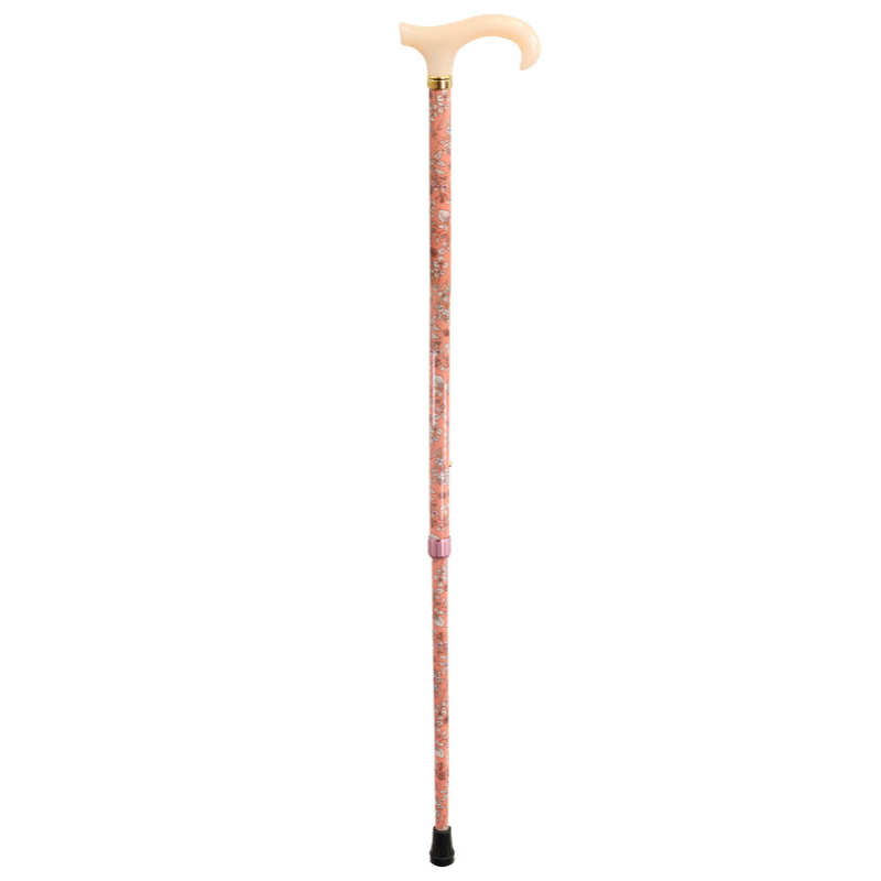 Pink Floral Petite Adjustable Derby Cane