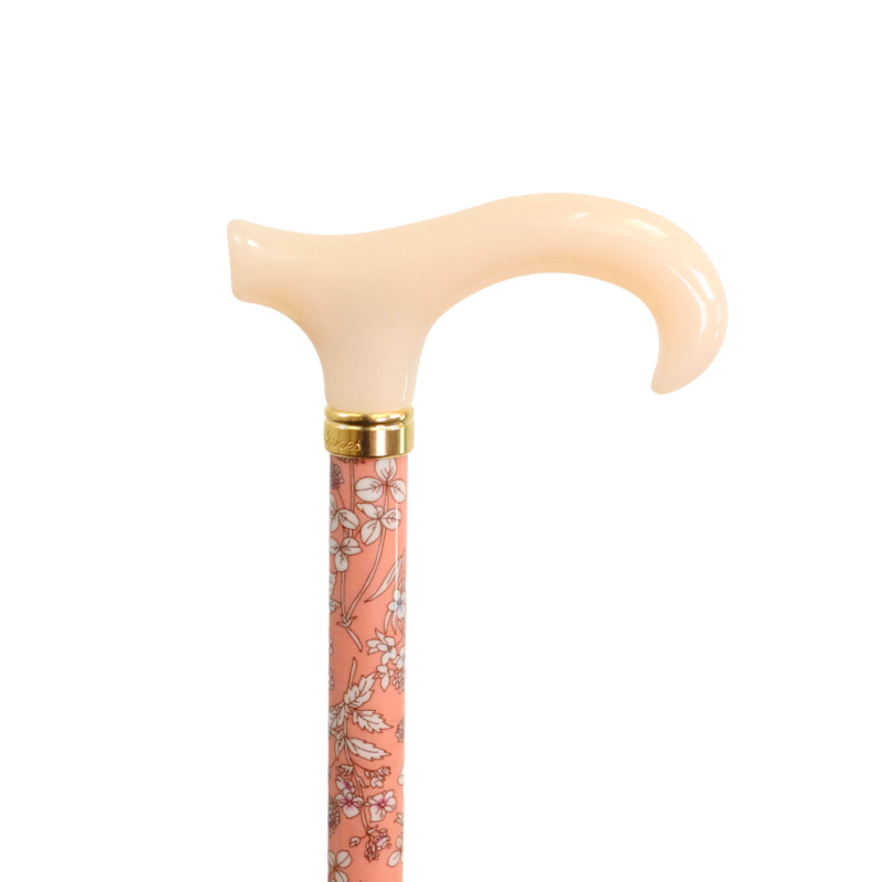 Pink Floral Petite Adjustable Derby Cane