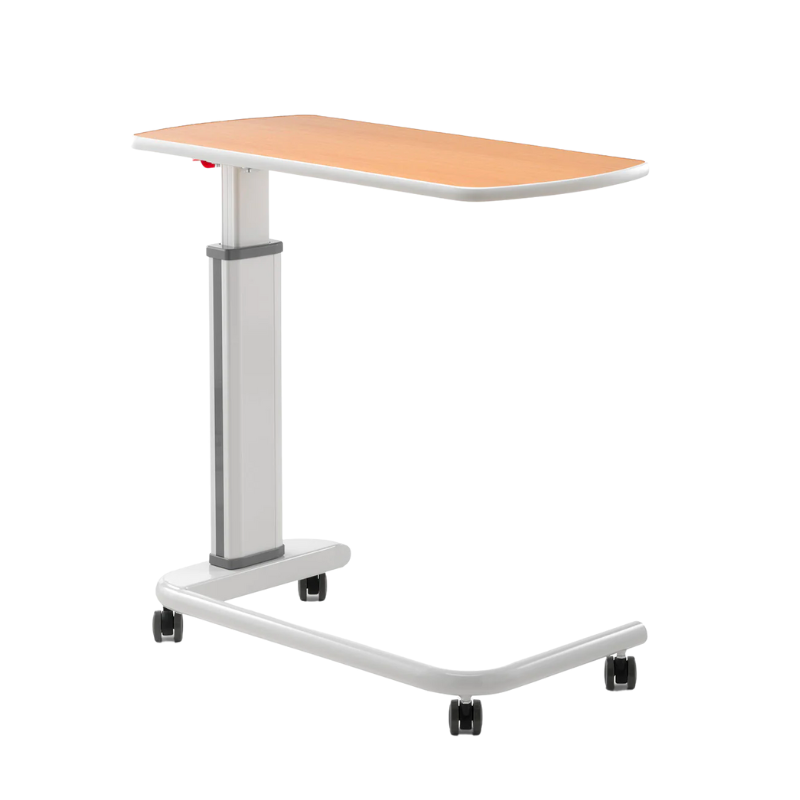 Sleek Wooden Overbed Table with U-Base