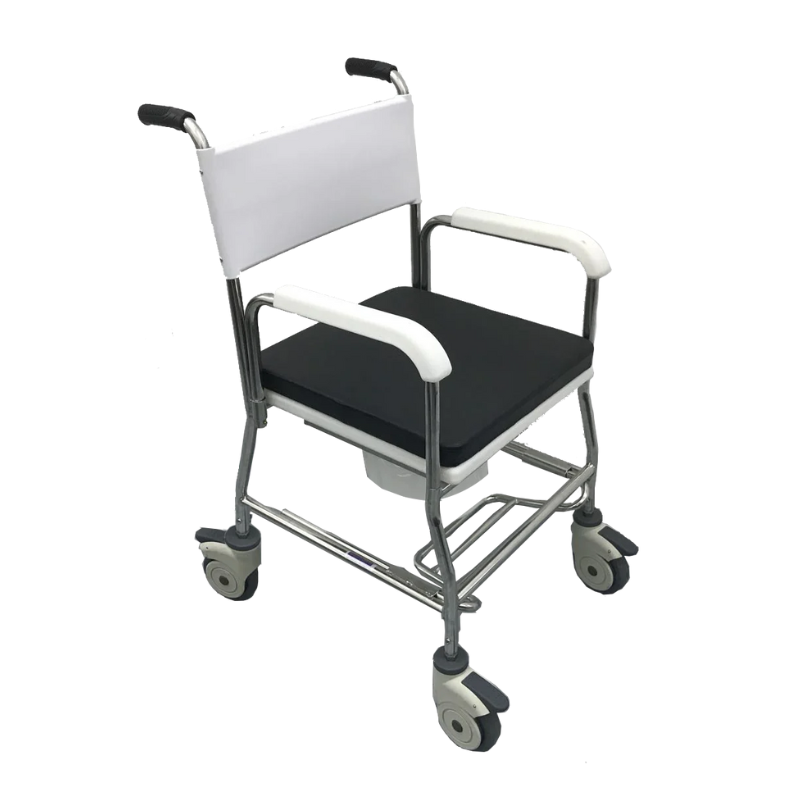 Stainless Steel Deluxe Commode with Retractable Footrest