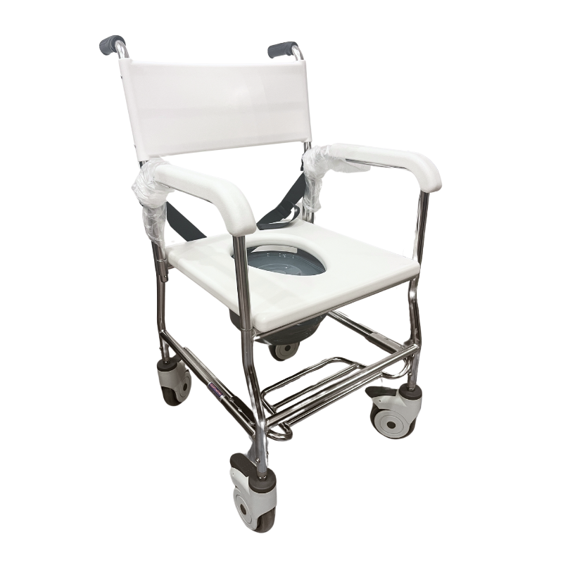 Stainless Steel Deluxe Commode with Retractable Footrest