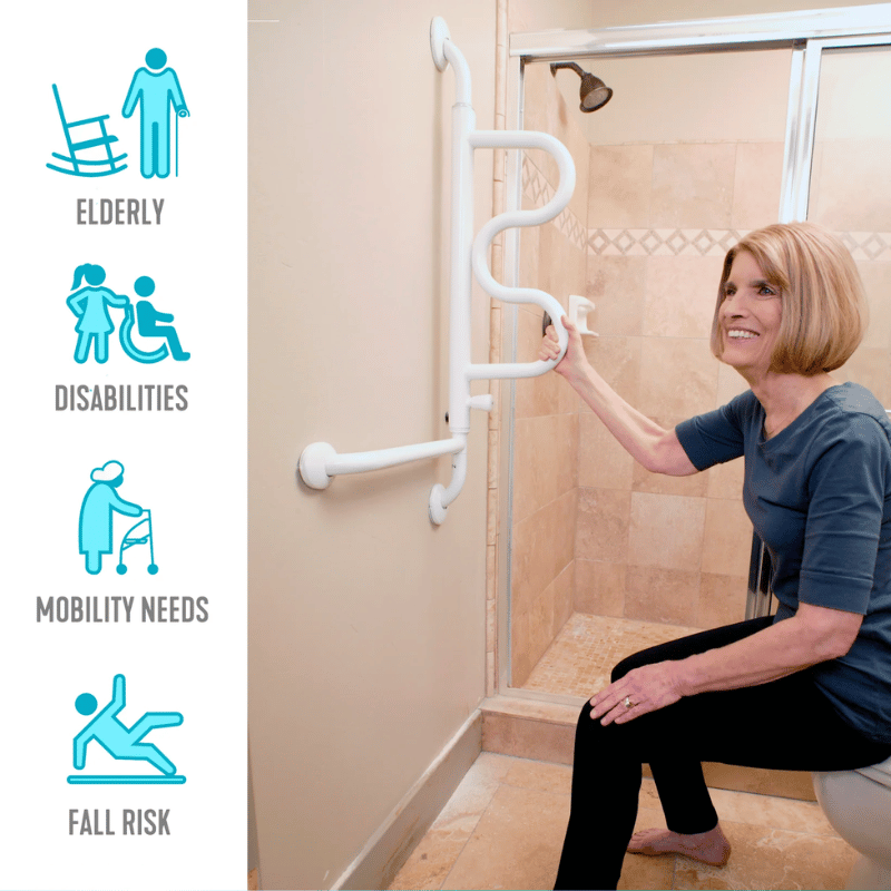 Stander Curve Grab Bar | Bathroom Grab Bar for Seniors