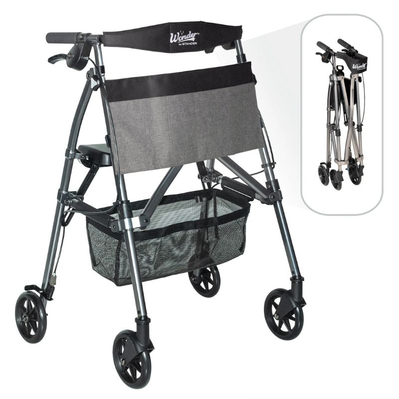 Stander EZ Fold-N-Go Rollator Black Walnut (Wonder Rollator Plus) / Standard