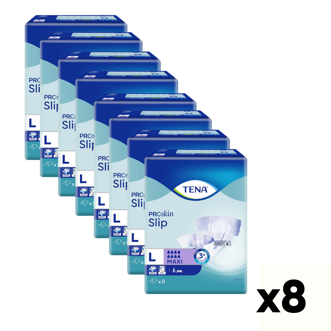 TENA PROskin Slip Maxi Adult Diapers PROskin Large - Carton (8 Packs)