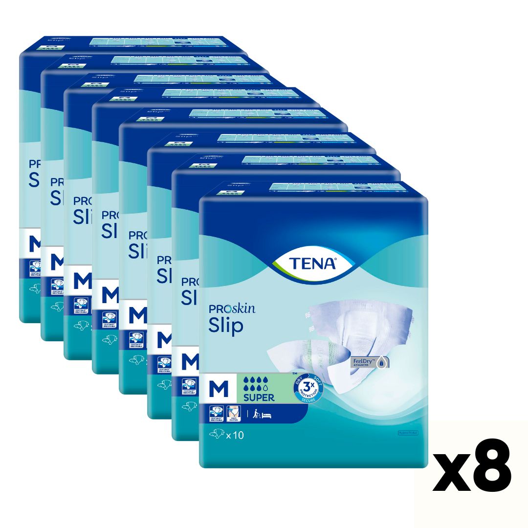 TENA Slip Super Adult Diapers PROskin Medium - Carton (6 Packs, Total 60 pcs)