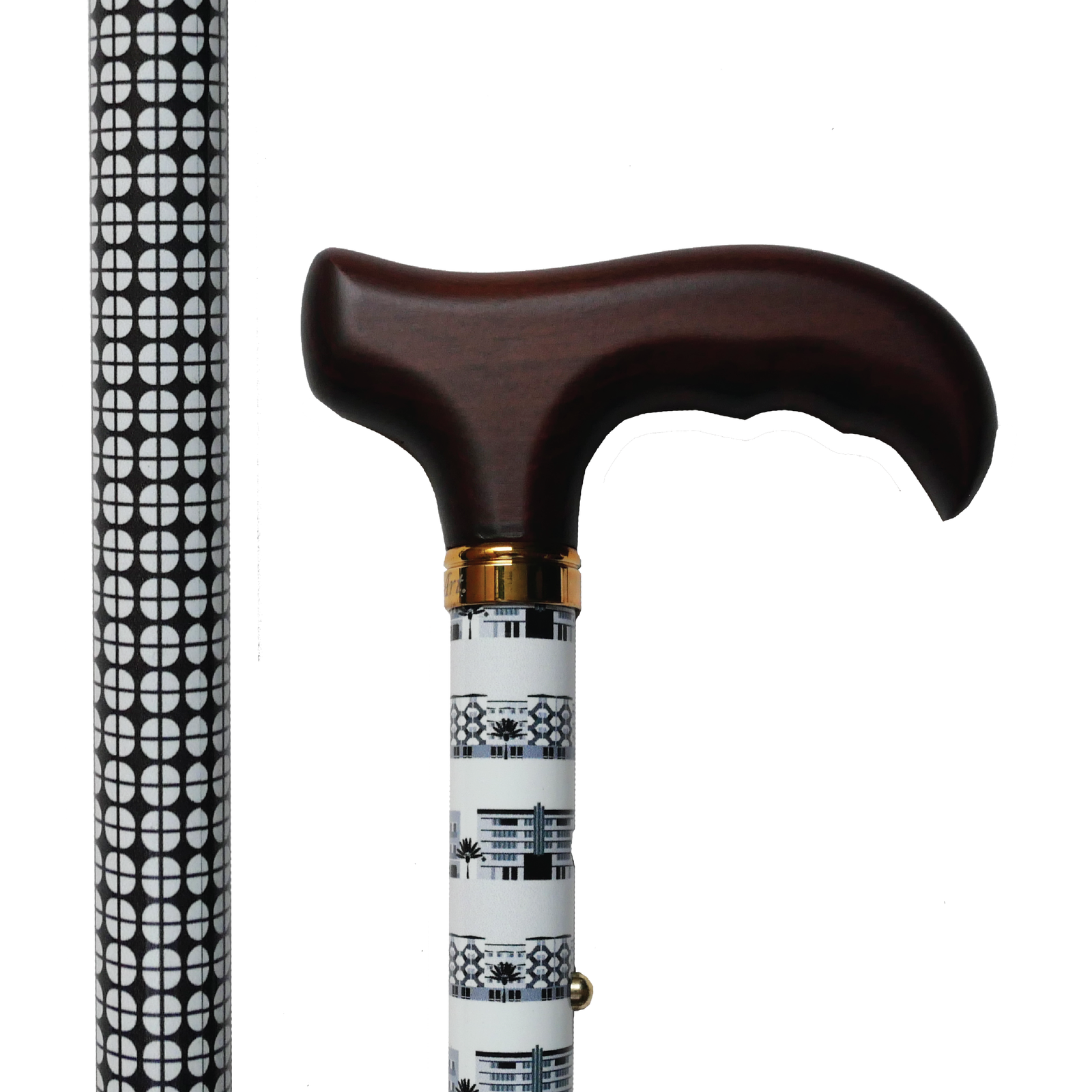 Tiong Bahru Monochrome Adjustable & Foldable Luxe Walking Stick by Binary Style