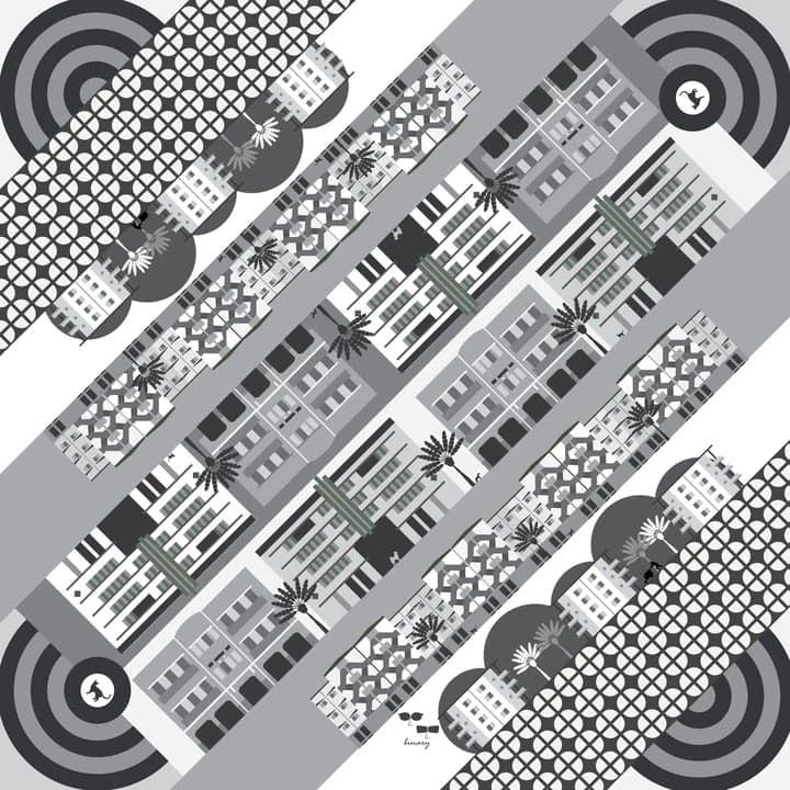 Tiong Bahru Monochrome Adjustable & Foldable Luxe Walking Stick by Binary Style