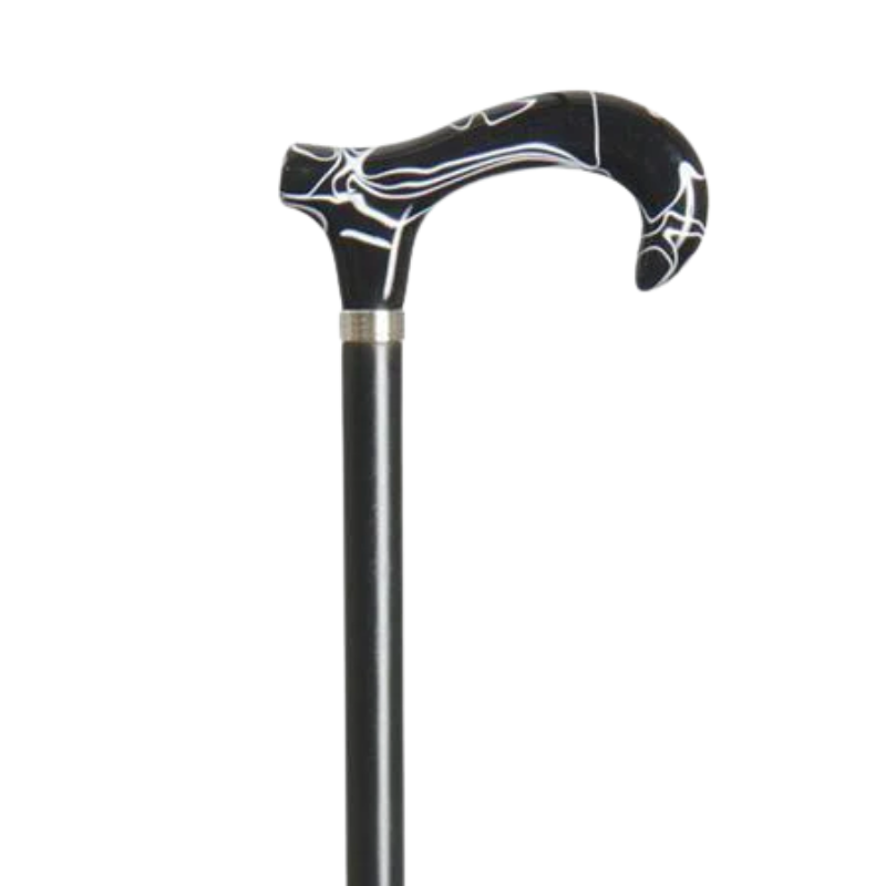 Black Marble Acrylic Derby Cane