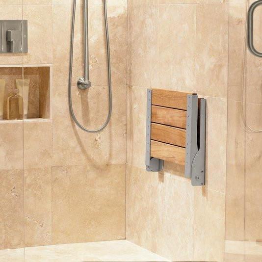 Designer Teak Folding Wall Shower Seat by Moen USA