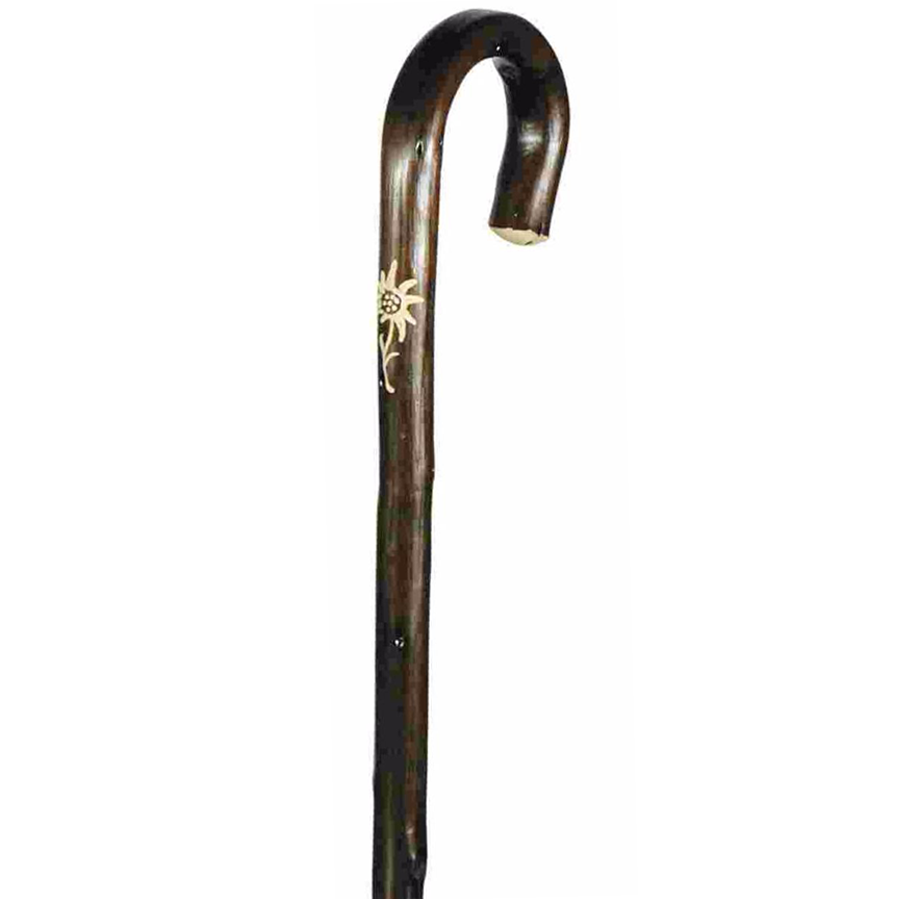 Edelweiss Carving Chestnut Tourist Crook Handle