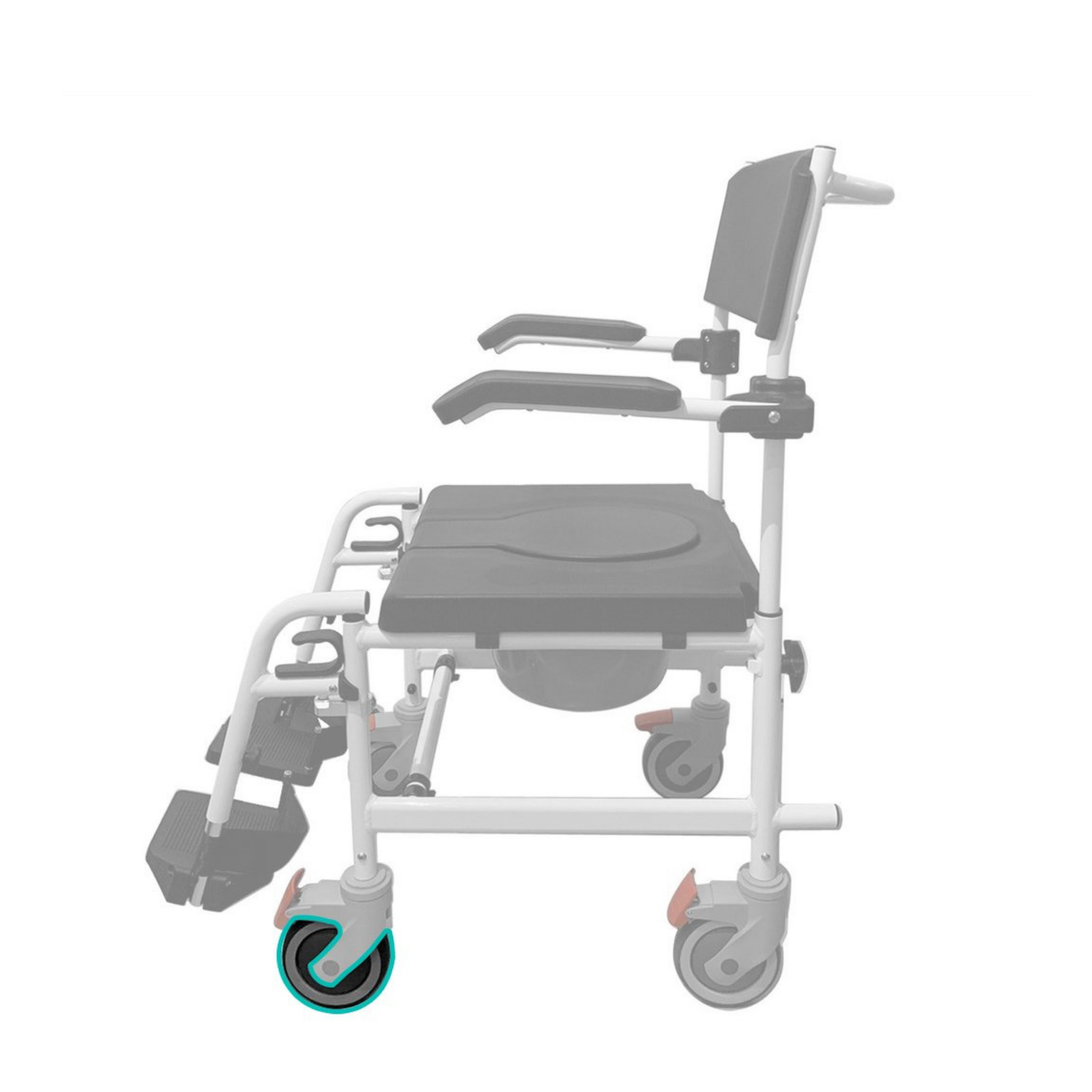 HappyBath 3-in-1 Deluxe Aluminium Commode Chair Spare Parts Front Wheel (1 pc)