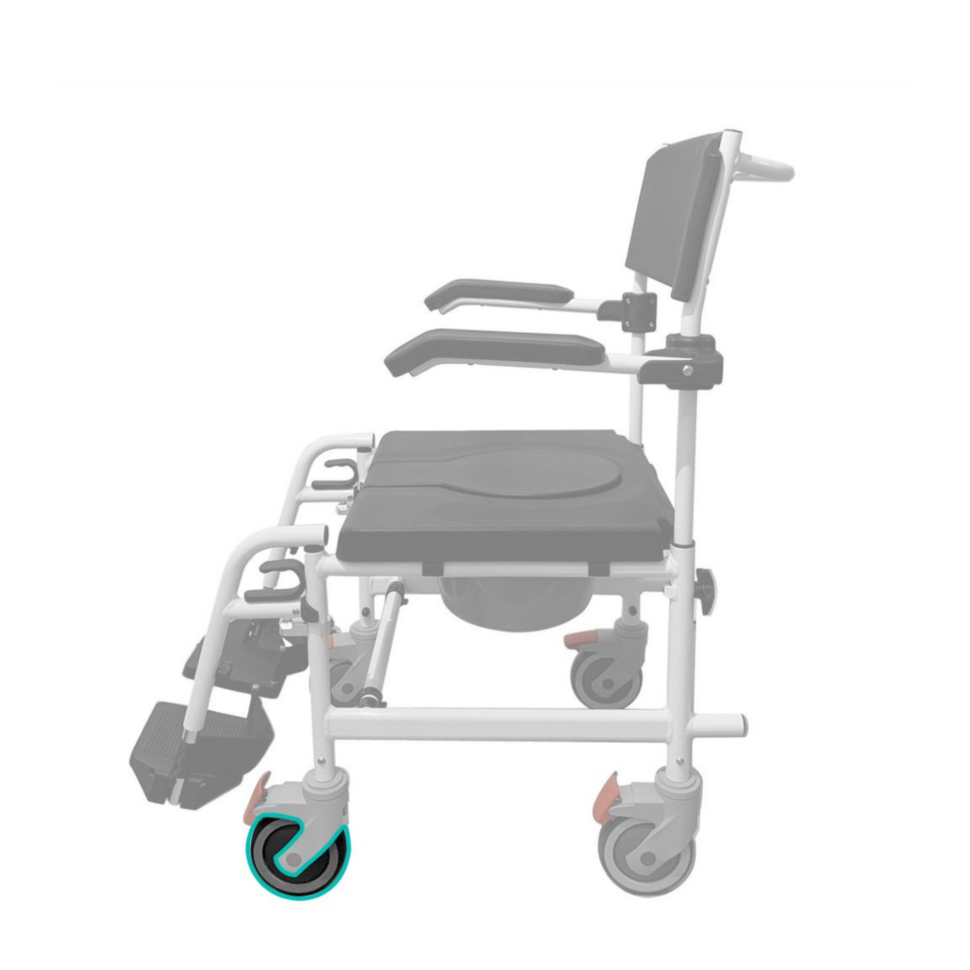 HappyBath 3-in-1 Deluxe Aluminium Commode Chair Spare Parts Front Wheel (1 pc)