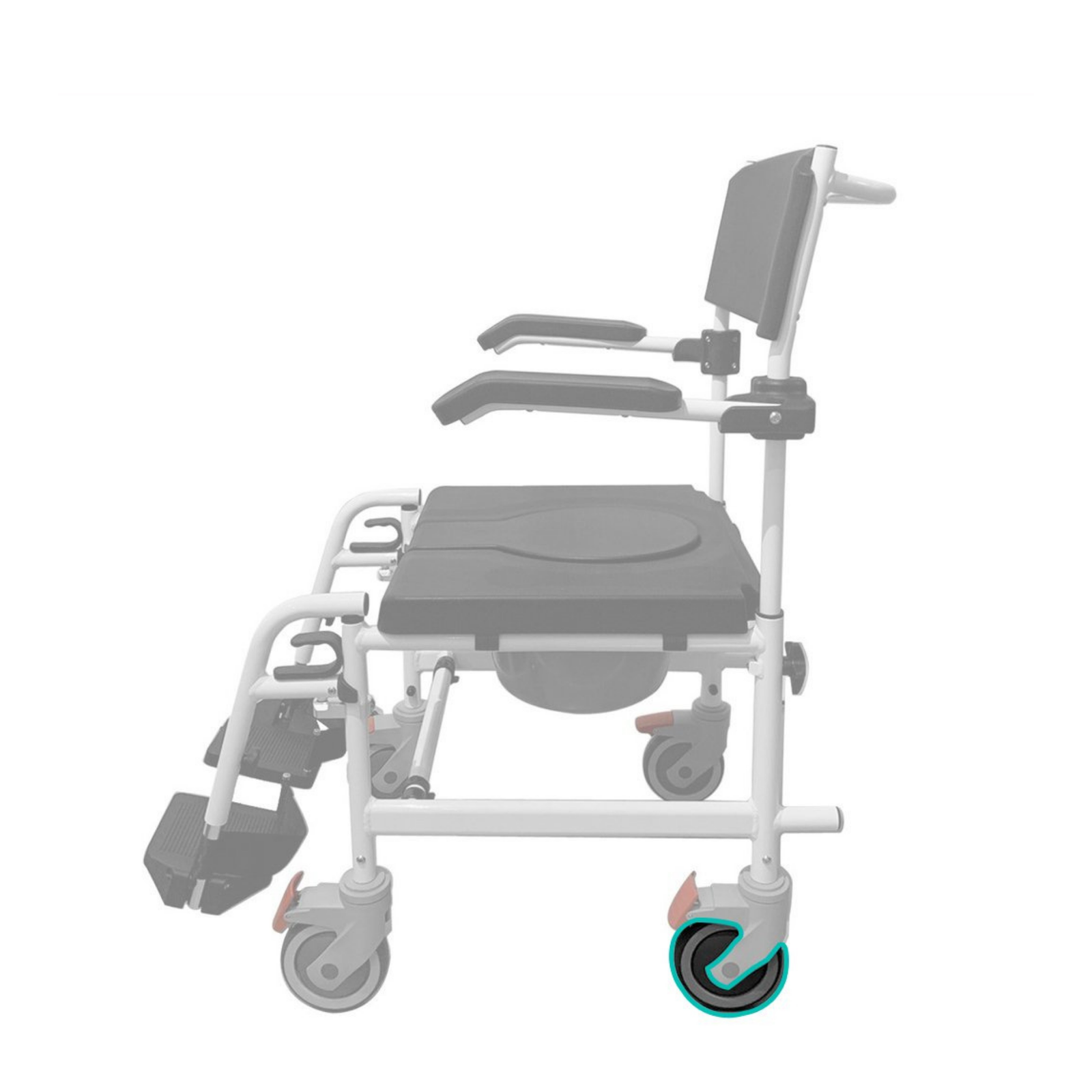 HappyBath 3-in-1 Deluxe Aluminium Commode Chair Spare Parts Front Wheel (1 pc)