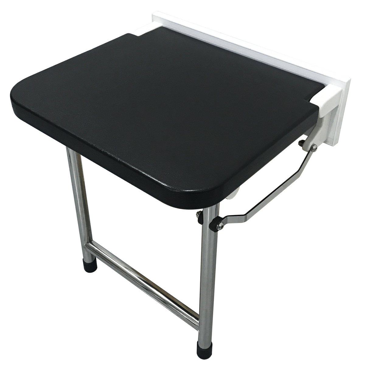 HappyBath Deluxe Wall Mounted Shower Seat With Legs Matt Black / No