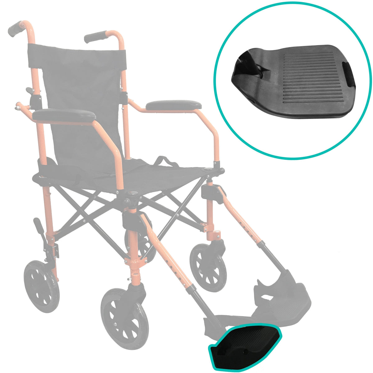 HappyWheels Travel Chair Replacement Parts Footplate (Right)