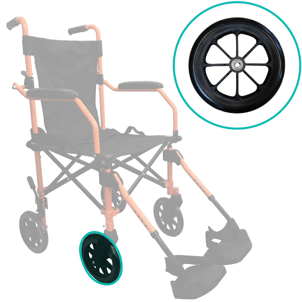 HappyWheels Travel Chair Replacement Parts Replacement Wheel