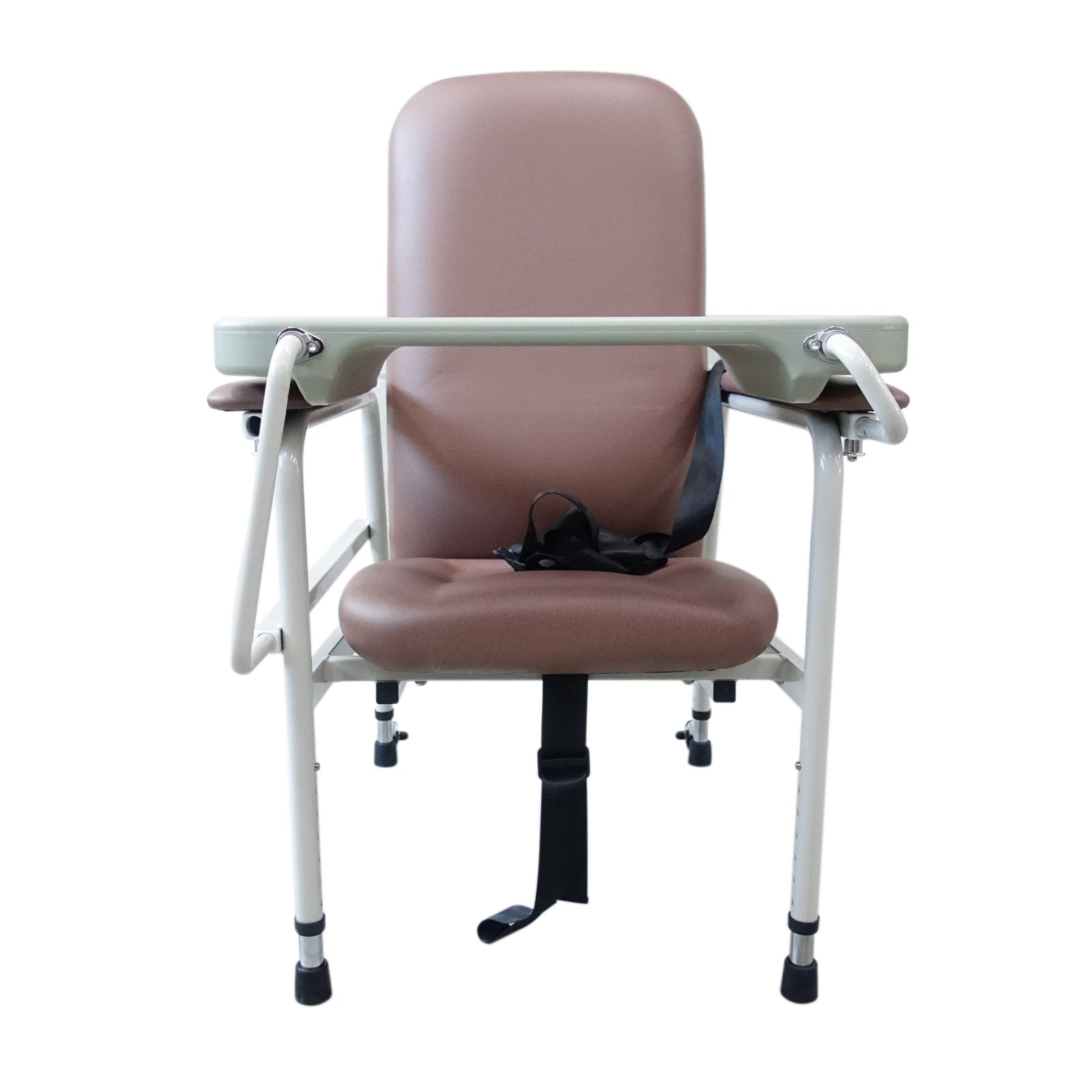 Height-Adjustable Stationary Geriatric Chair with Tray