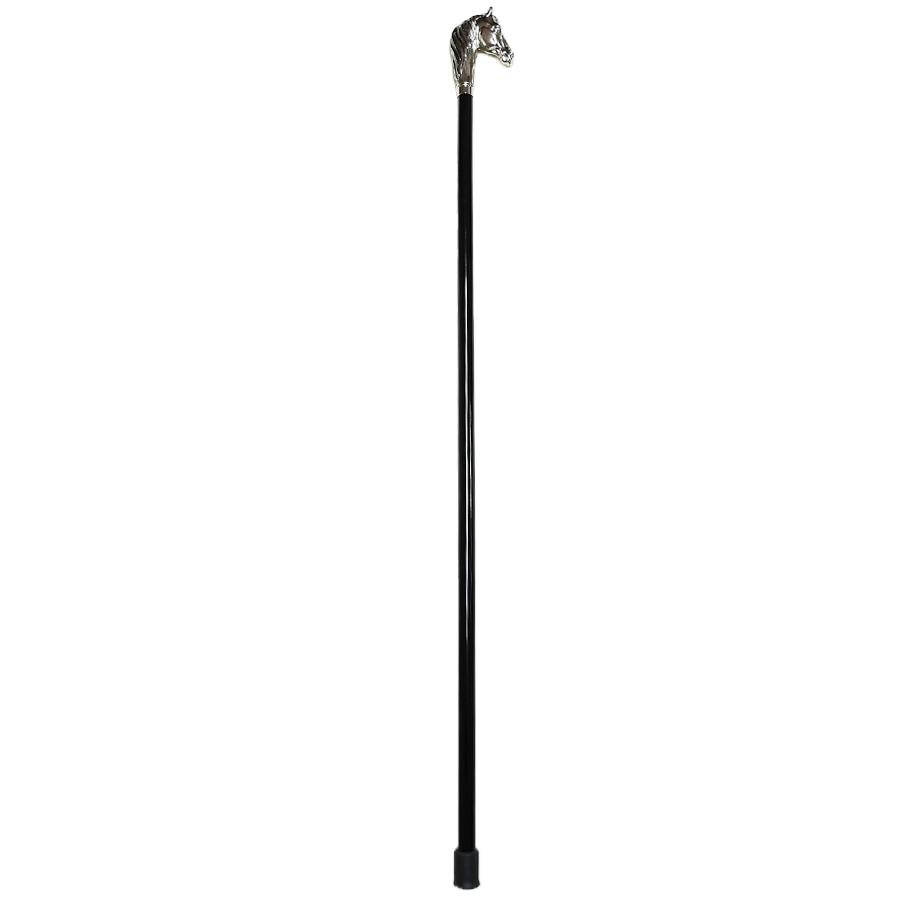Nickel Plated Horse Hardwood Cane