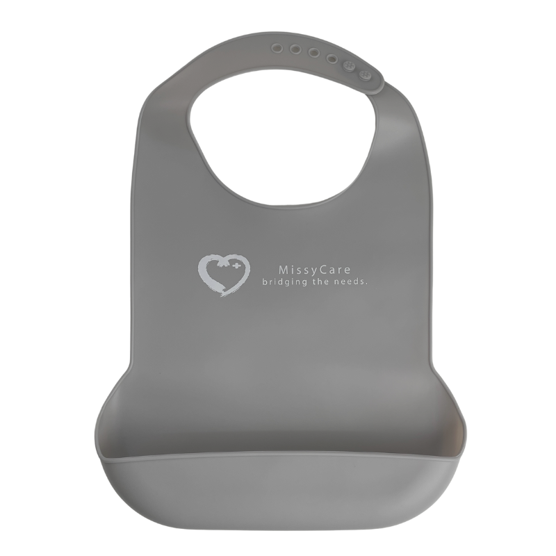 Silicone Reusable Adult Bibs Grey