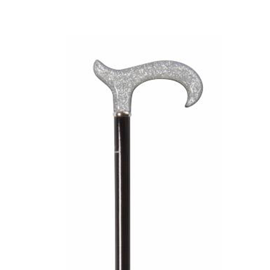 Silver Glitter Derby Cane