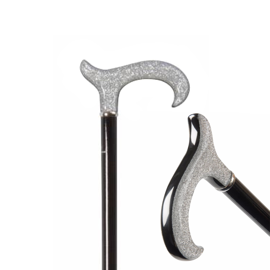 Silver Glitter Derby Cane