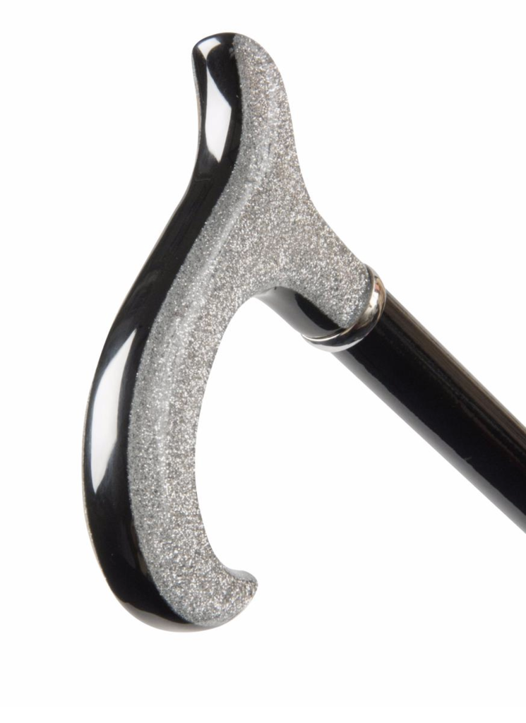 Silver Glitter Derby Cane