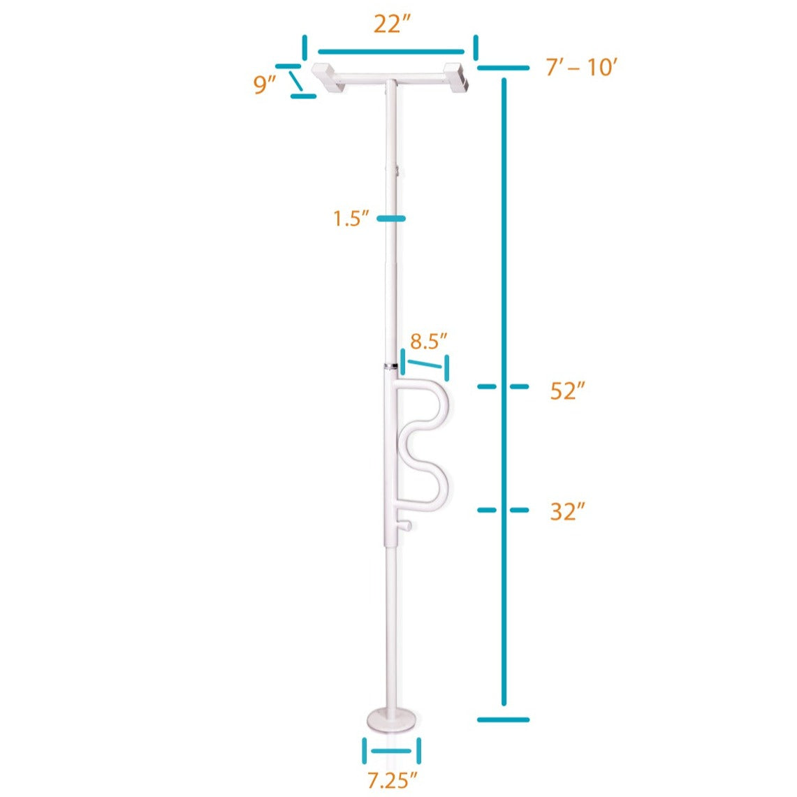 Security Pole Rough In Stander Floor-To-Ceiling Tension Security Pole and Grab Bar