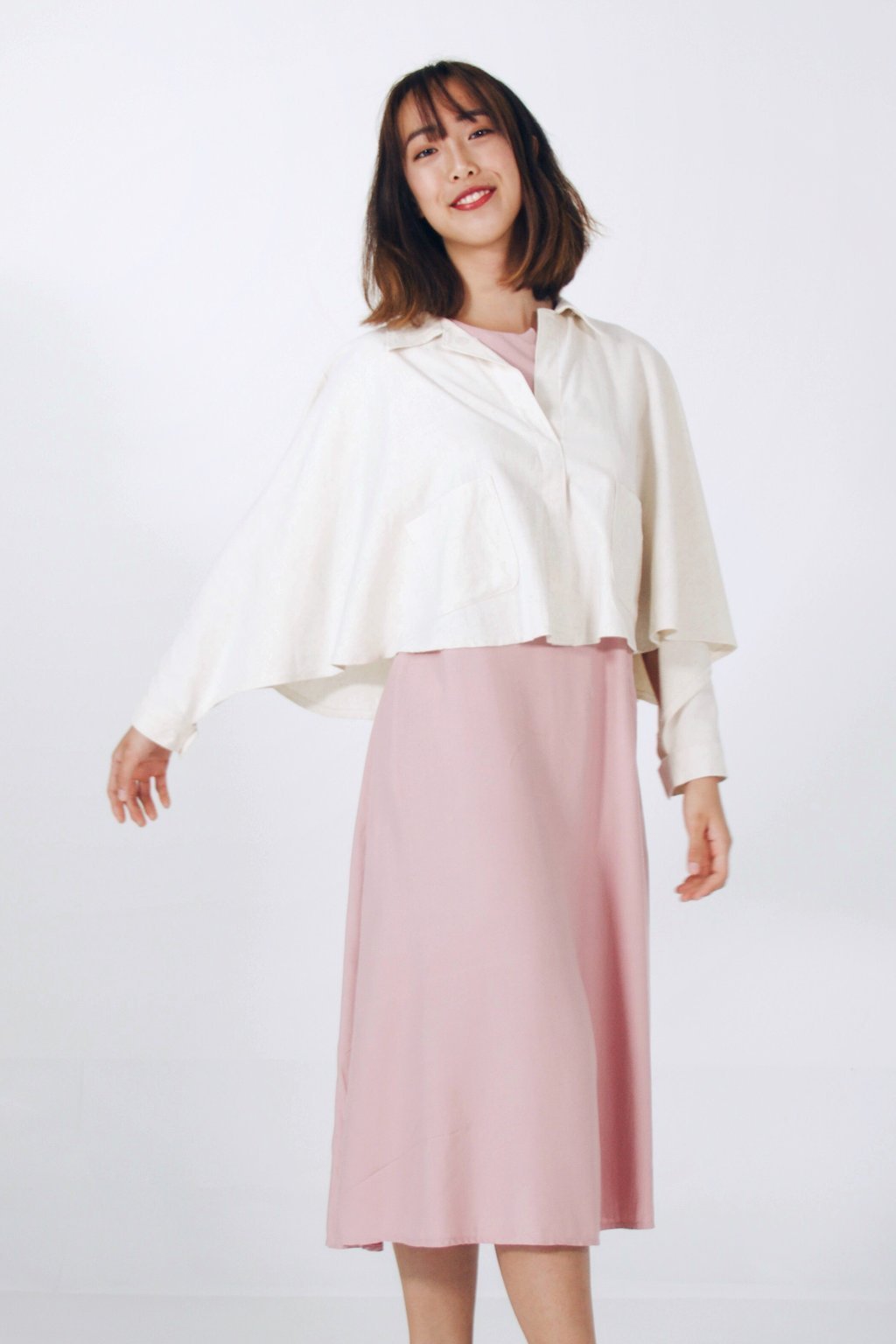 Will & Well Cropped Cape With Magnetic Snap Buttons Cream