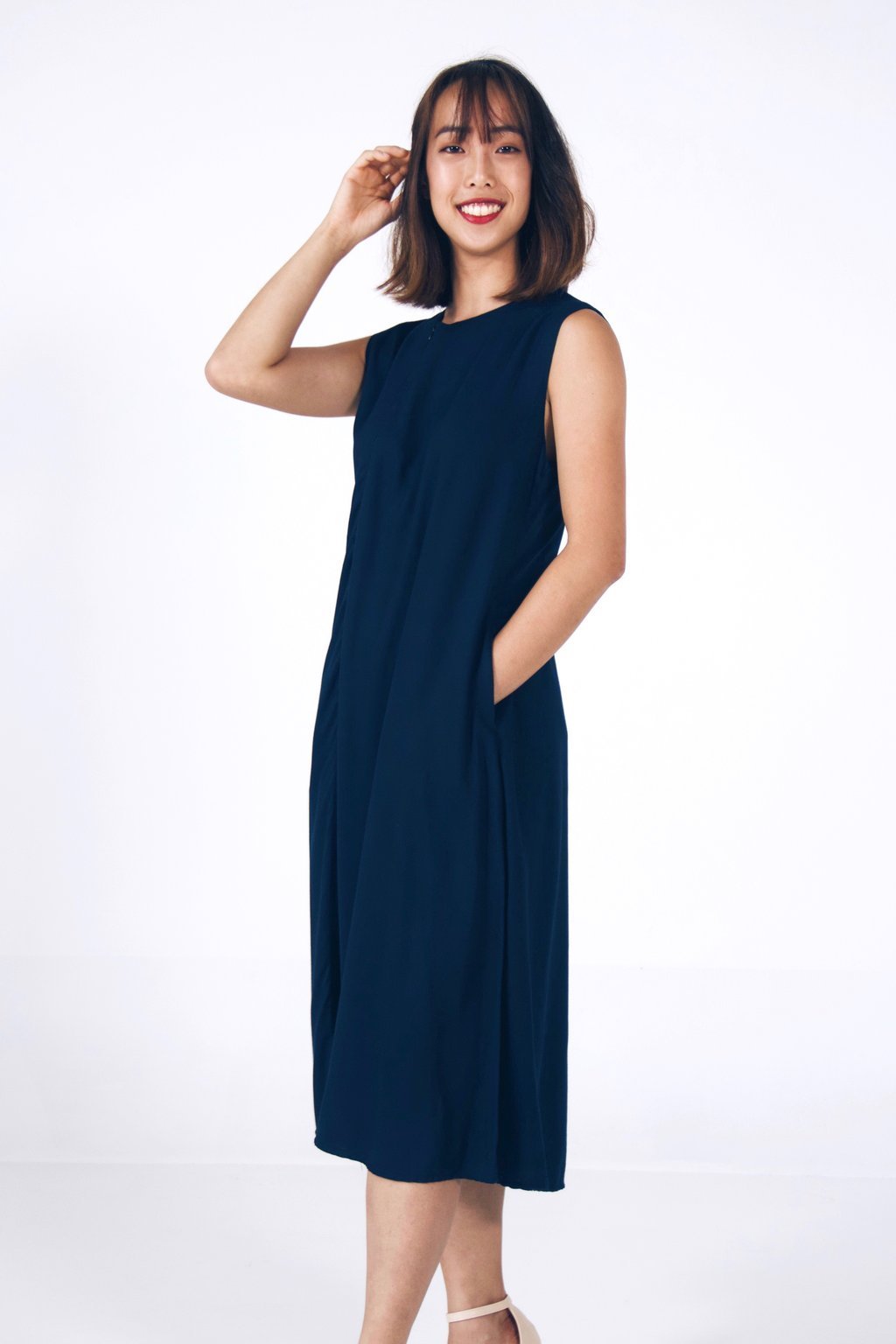 Will & Well Midi Sleeveless Dress With Front Zip