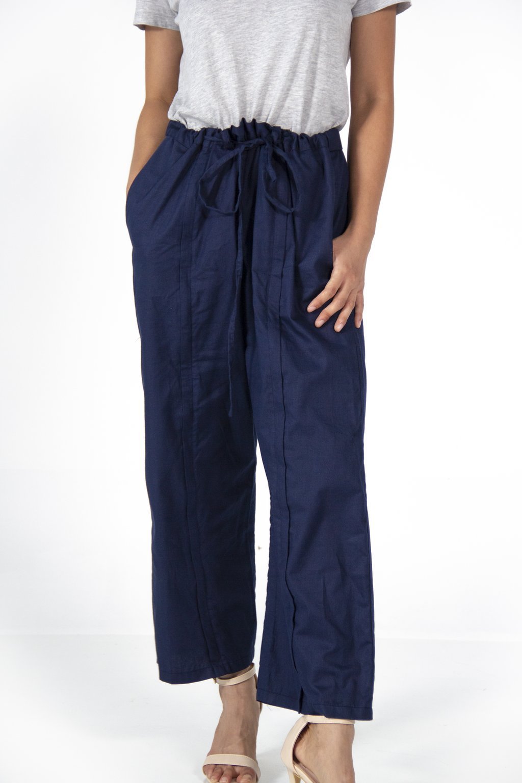 Will & Well Unisex Drawstring Pants With Front Zips Cream / S/M